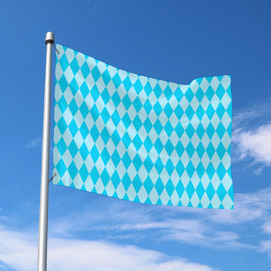 Blue Harlequin Pattern Print Polyester Flag