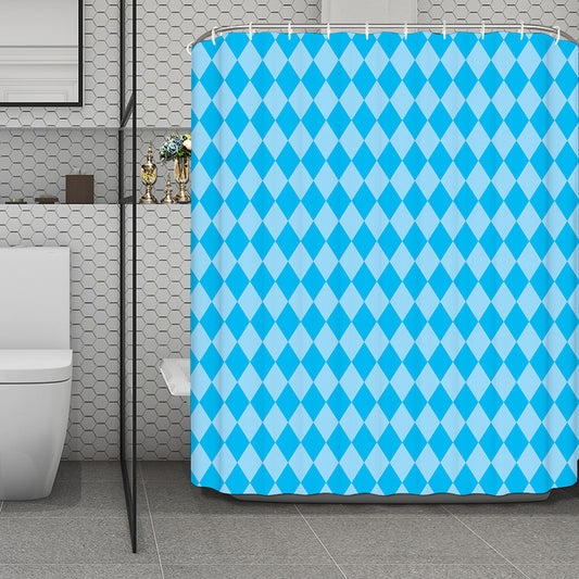Blue Harlequin Pattern Print Polyester Shower Curtain