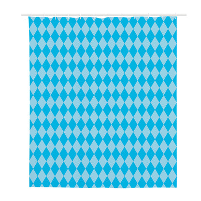 Blue Harlequin Pattern Print Polyester Shower Curtain