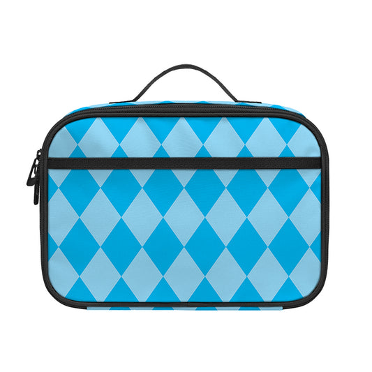 Blue Harlequin Pattern Print Portable Lunch Bag