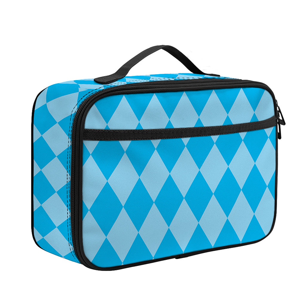 Blue Harlequin Pattern Print Portable Lunch Bag