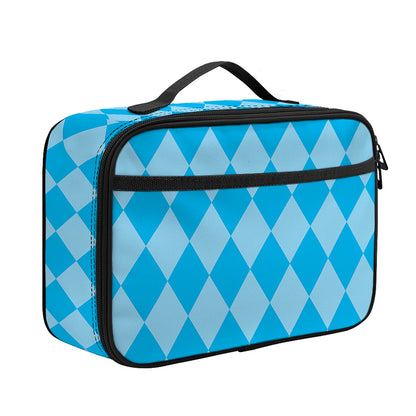 Blue Harlequin Pattern Print Portable Lunch Bag