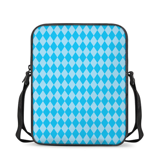 Blue Harlequin Pattern Print Rectangular Crossbody Bag