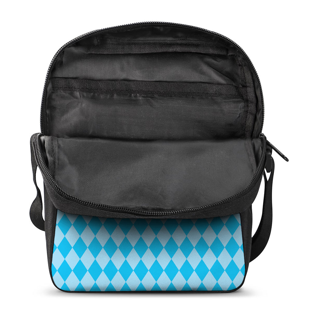 Blue Harlequin Pattern Print Rectangular Crossbody Bag
