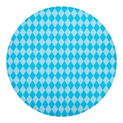 Blue Harlequin Pattern Print Round Blanket