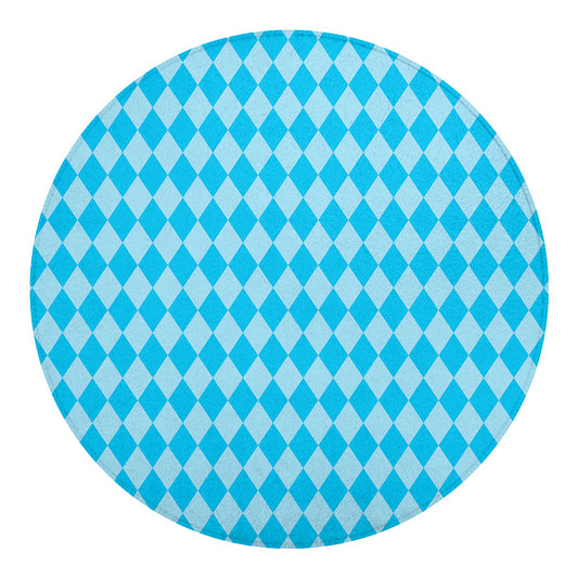 Blue Harlequin Pattern Print Round Blanket