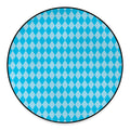 Blue Harlequin Pattern Print Round Floor Mat