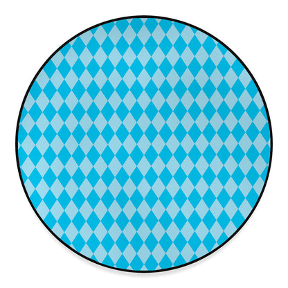 Blue Harlequin Pattern Print Round Floor Mat