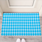 Blue Harlequin Pattern Print Rubber Doormat