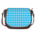 Blue Harlequin Pattern Print Saddle Bag