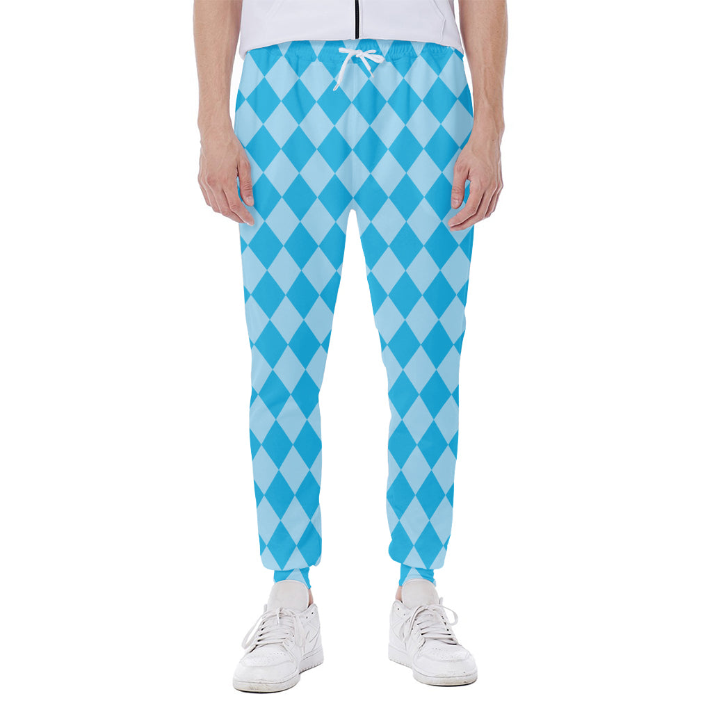 Blue Harlequin Pattern Print Scuba Joggers