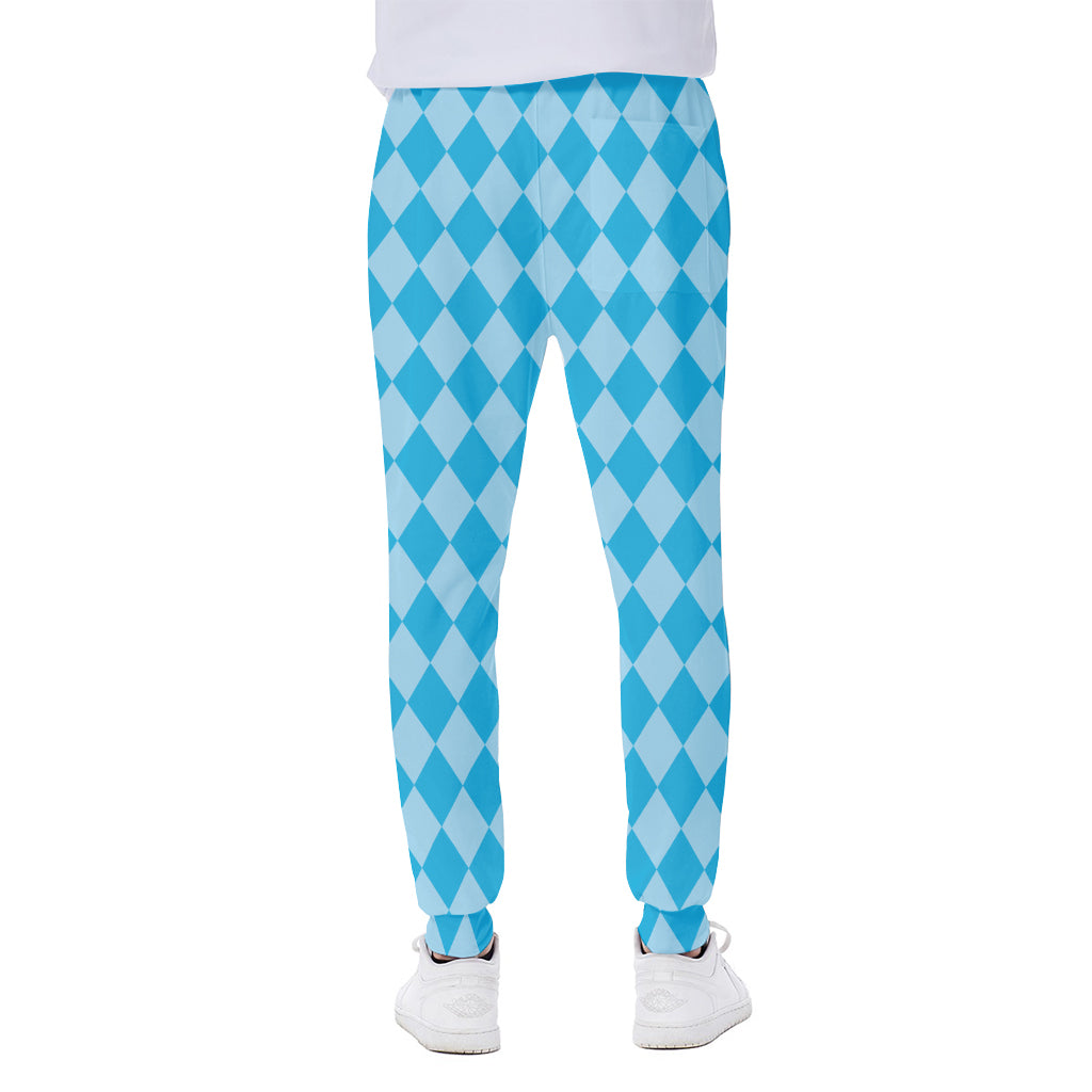 Blue Harlequin Pattern Print Scuba Joggers