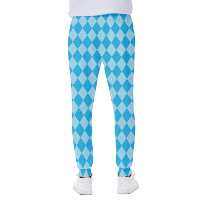 Blue Harlequin Pattern Print Scuba Joggers