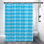 Blue Harlequin Pattern Print Shower Curtain