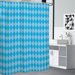 Blue Harlequin Pattern Print Shower Curtain
