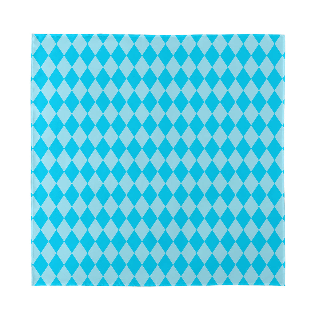 Blue Harlequin Pattern Print Silk Bandana