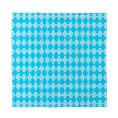 Blue Harlequin Pattern Print Silk Bandana