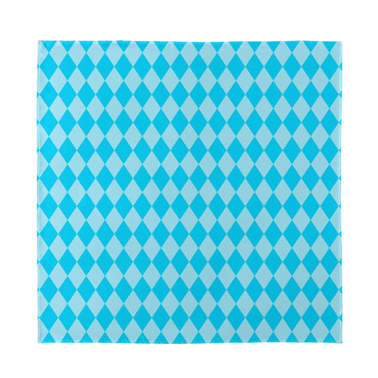 Blue Harlequin Pattern Print Silk Bandana