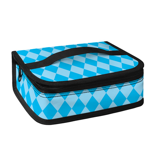 Blue Harlequin Pattern Print Small Lunch Bag
