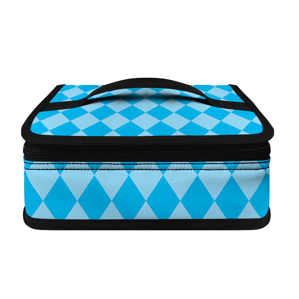 Blue Harlequin Pattern Print Small Lunch Bag
