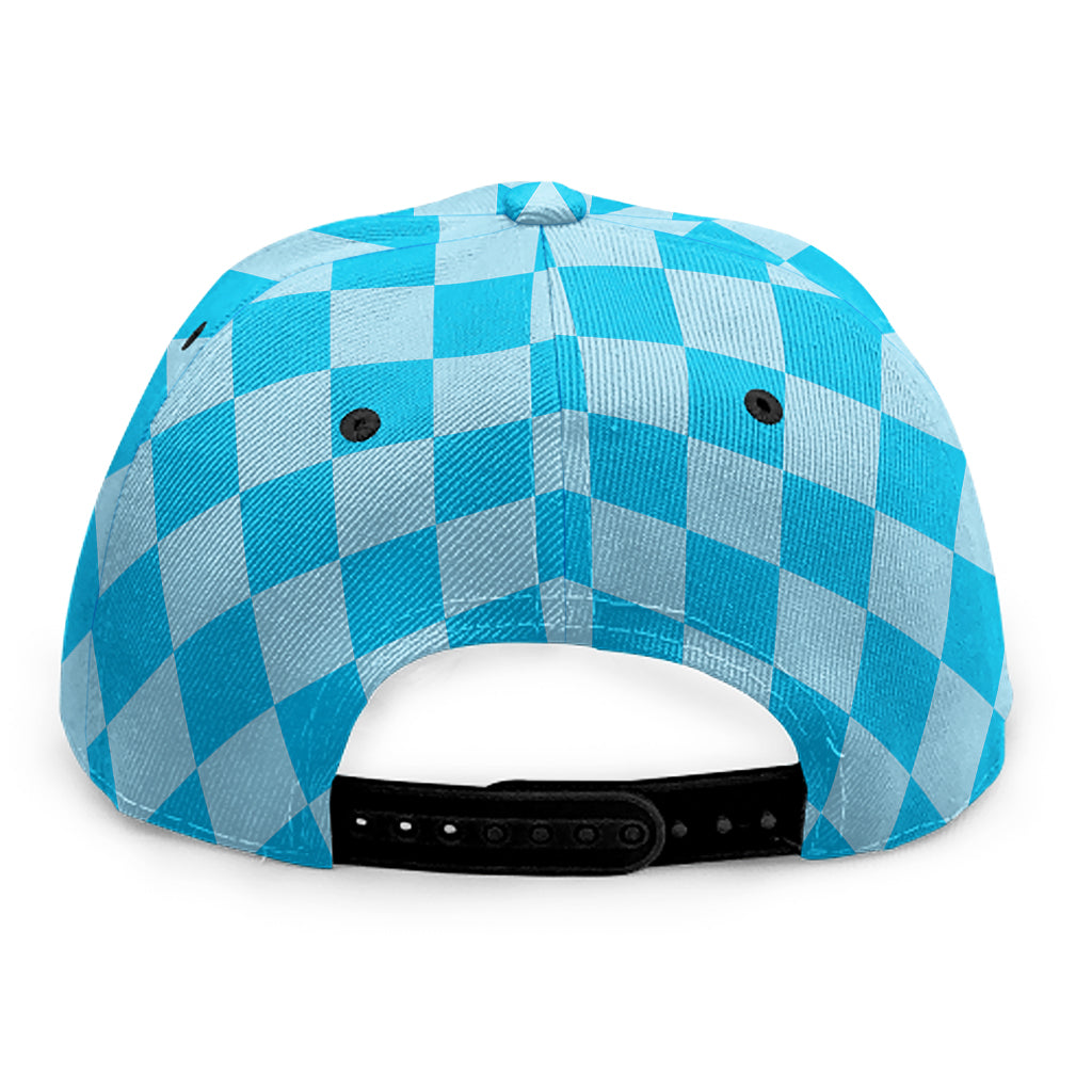Blue Harlequin Pattern Print Snapback Cap