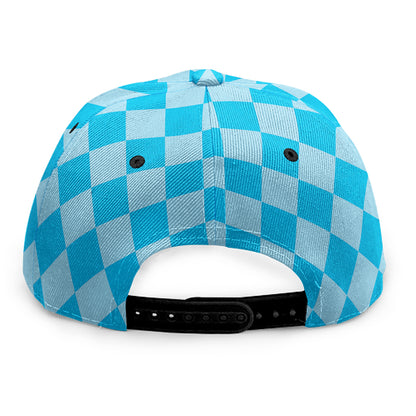Blue Harlequin Pattern Print Snapback Cap