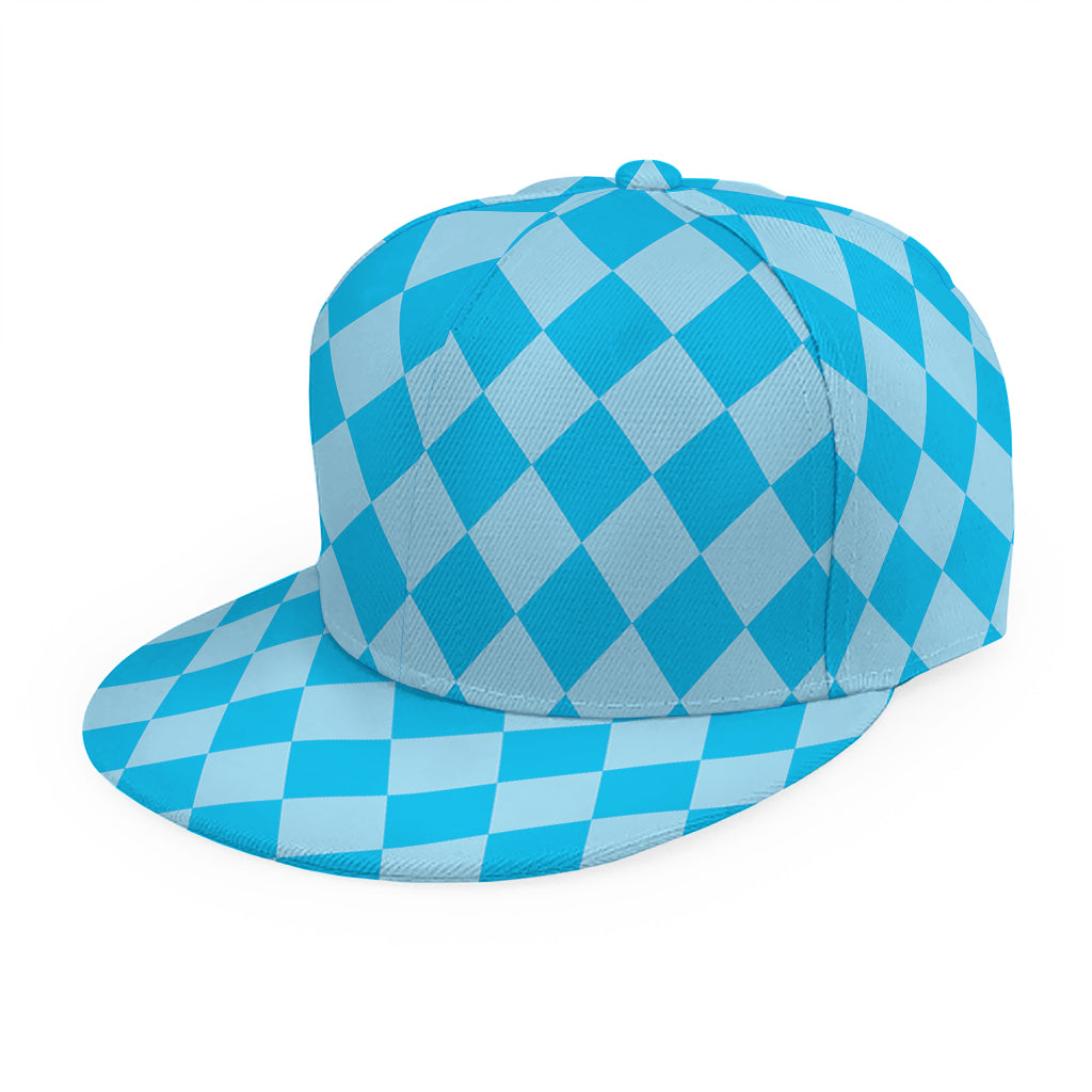 Blue Harlequin Pattern Print Snapback Cap