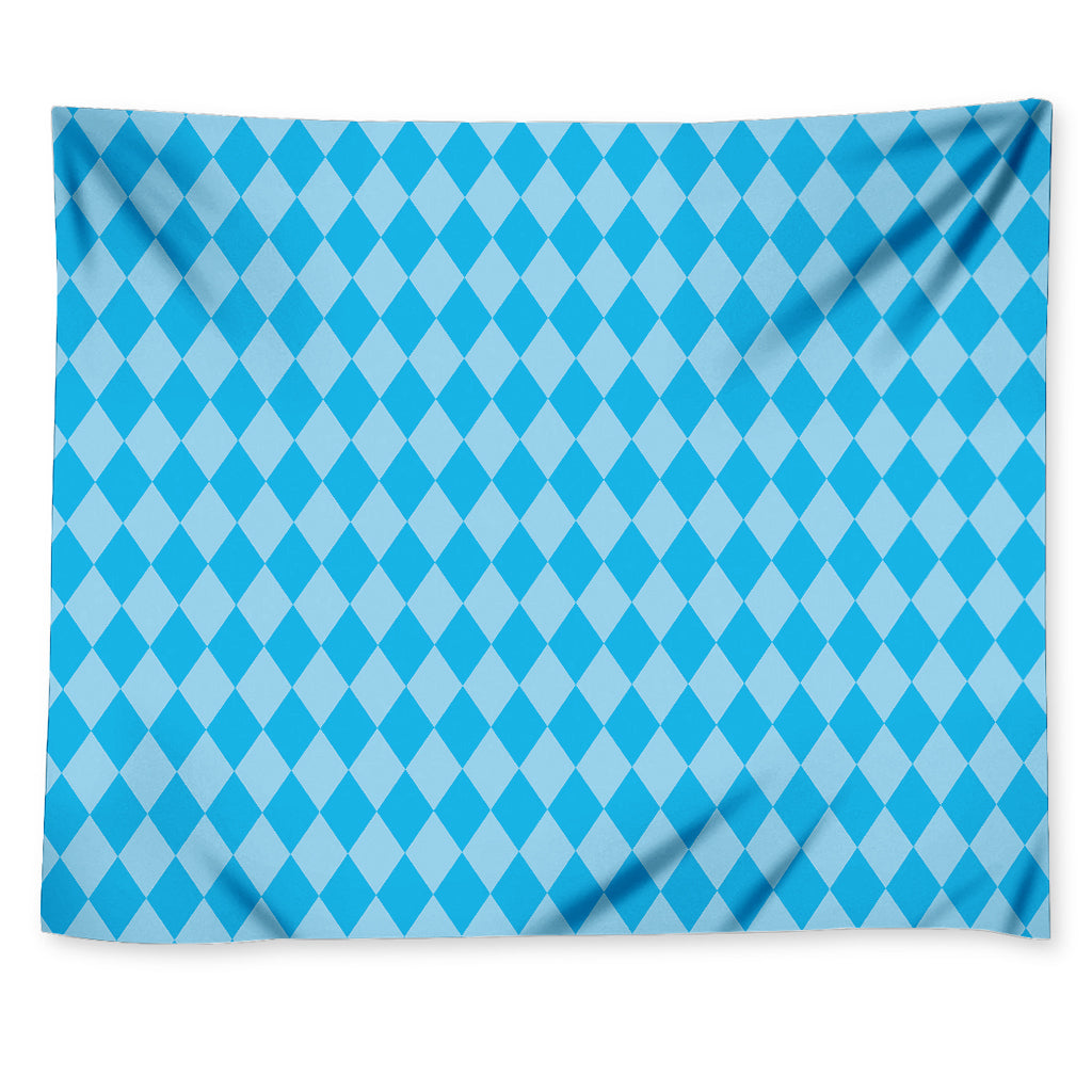 Blue Harlequin Pattern Print Tapestry