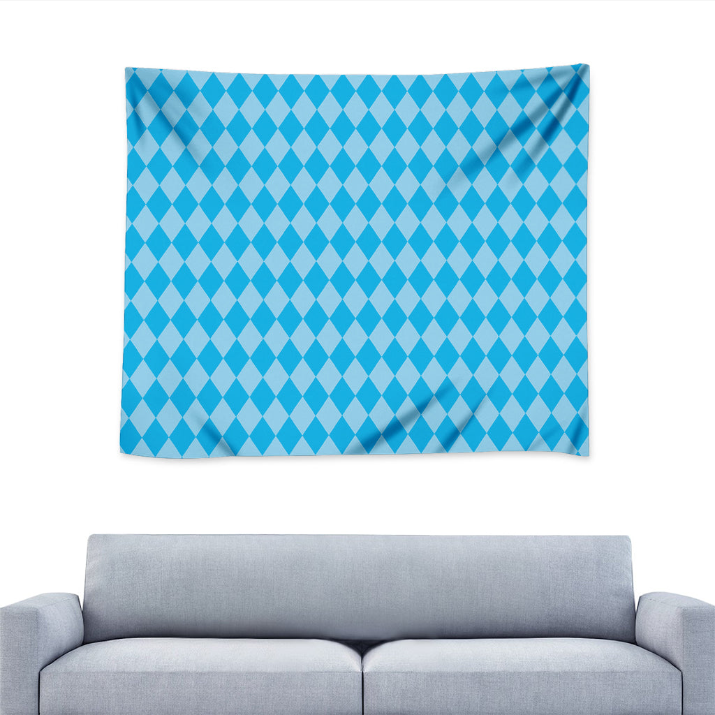Blue Harlequin Pattern Print Tapestry