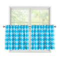 Blue Harlequin Pattern Print Tier Curtains