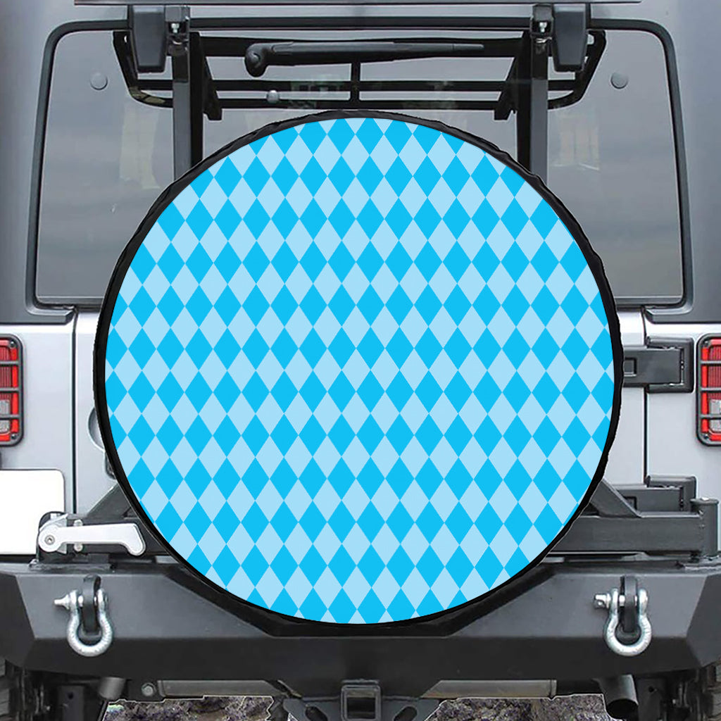 Blue Harlequin Pattern Print Tire Cover