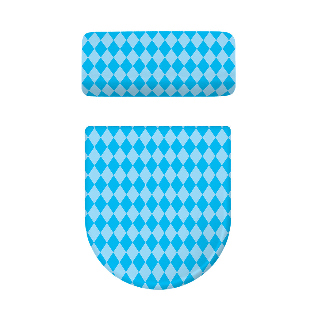 Blue Harlequin Pattern Print Toilet Lid And Tank Cover Set