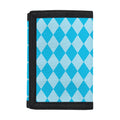 Blue Harlequin Pattern Print Trifold Wallet
