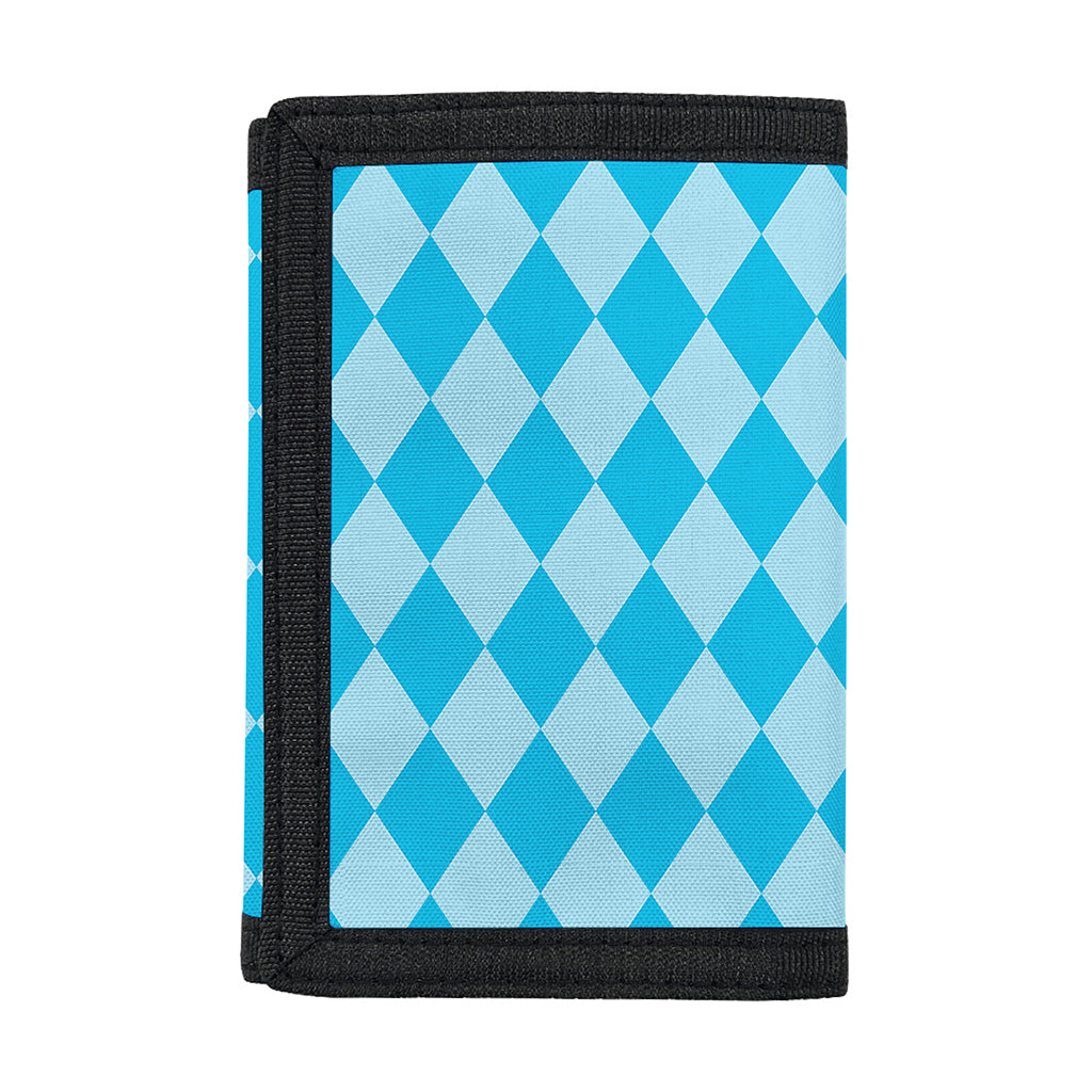 Blue Harlequin Pattern Print Trifold Wallet