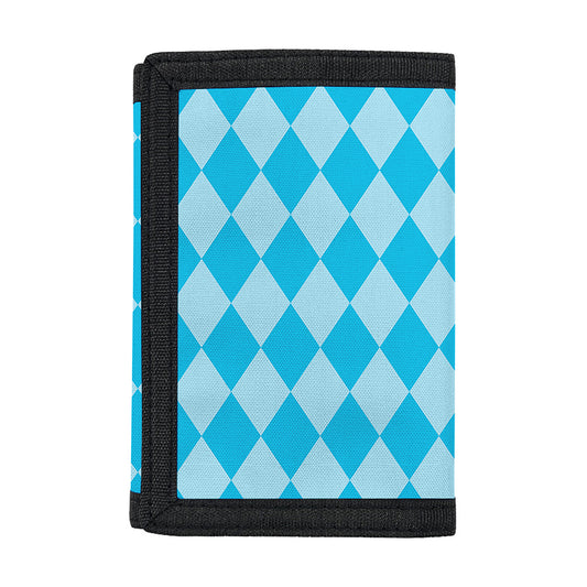 Blue Harlequin Pattern Print Trifold Wallet