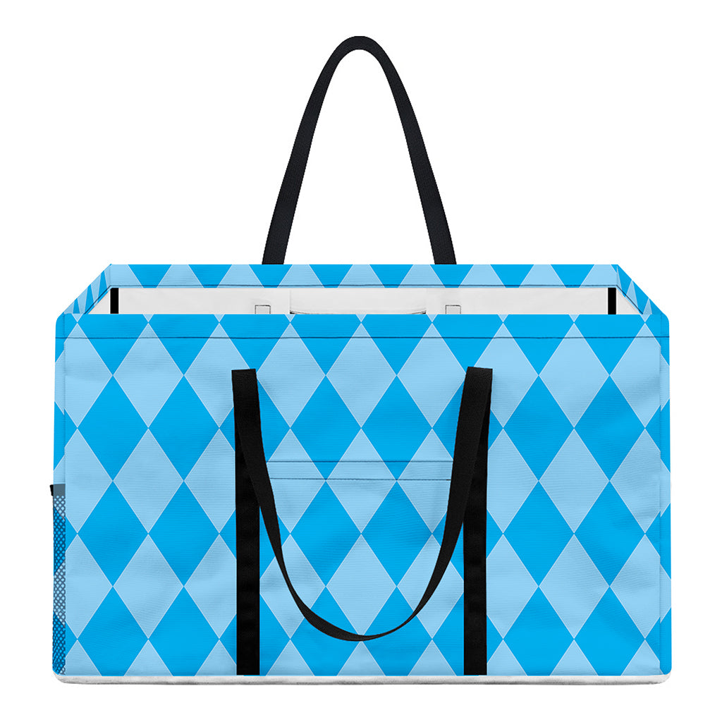 Blue Harlequin Pattern Print Utility Tote Bag