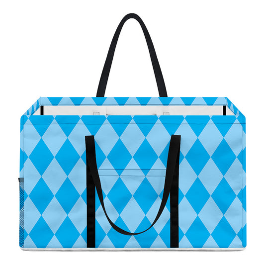 Blue Harlequin Pattern Print Utility Tote Bag