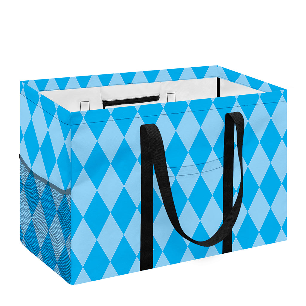 Blue Harlequin Pattern Print Utility Tote Bag