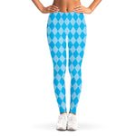 Blue Harlequin Pattern Print Women's Leggings