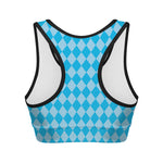 Blue Harlequin Pattern Print Women's Sports Bra