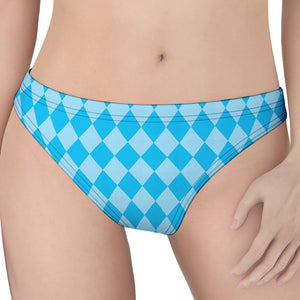 Blue Harlequin Pattern Print Women's Thong