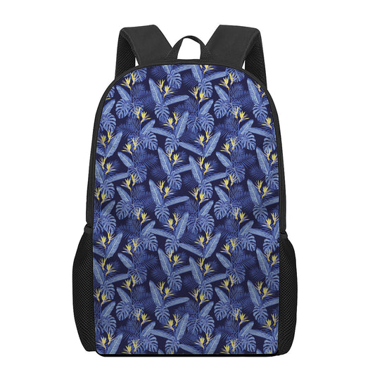 Blue Hawaiian Tropical Pattern Print 17 Inch Backpack