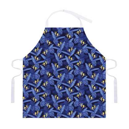 Blue Hawaiian Tropical Pattern Print Adjustable Apron