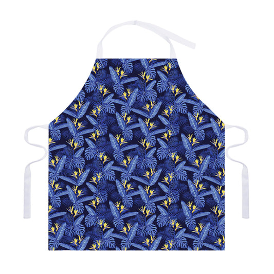 Blue Hawaiian Tropical Pattern Print Adjustable Apron