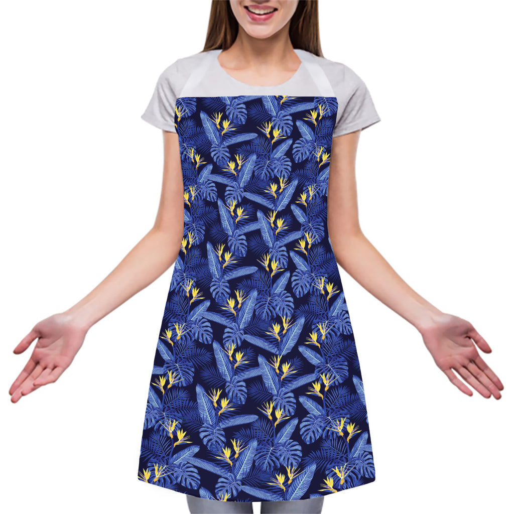Blue Hawaiian Tropical Pattern Print Adjustable Apron