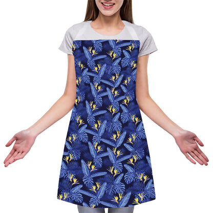 Blue Hawaiian Tropical Pattern Print Adjustable Apron