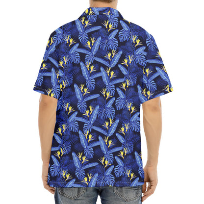Blue Hawaiian Tropical Pattern Print Aloha Shirt