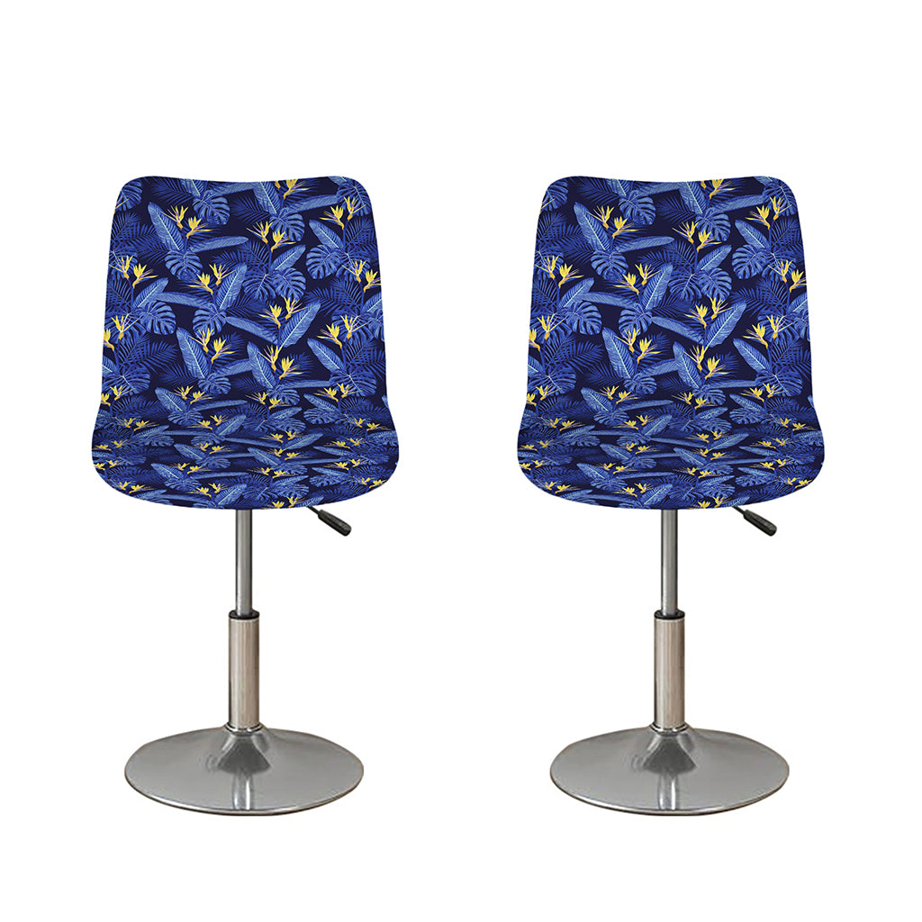 Blue Hawaiian Tropical Pattern Print Bar Stool Covers