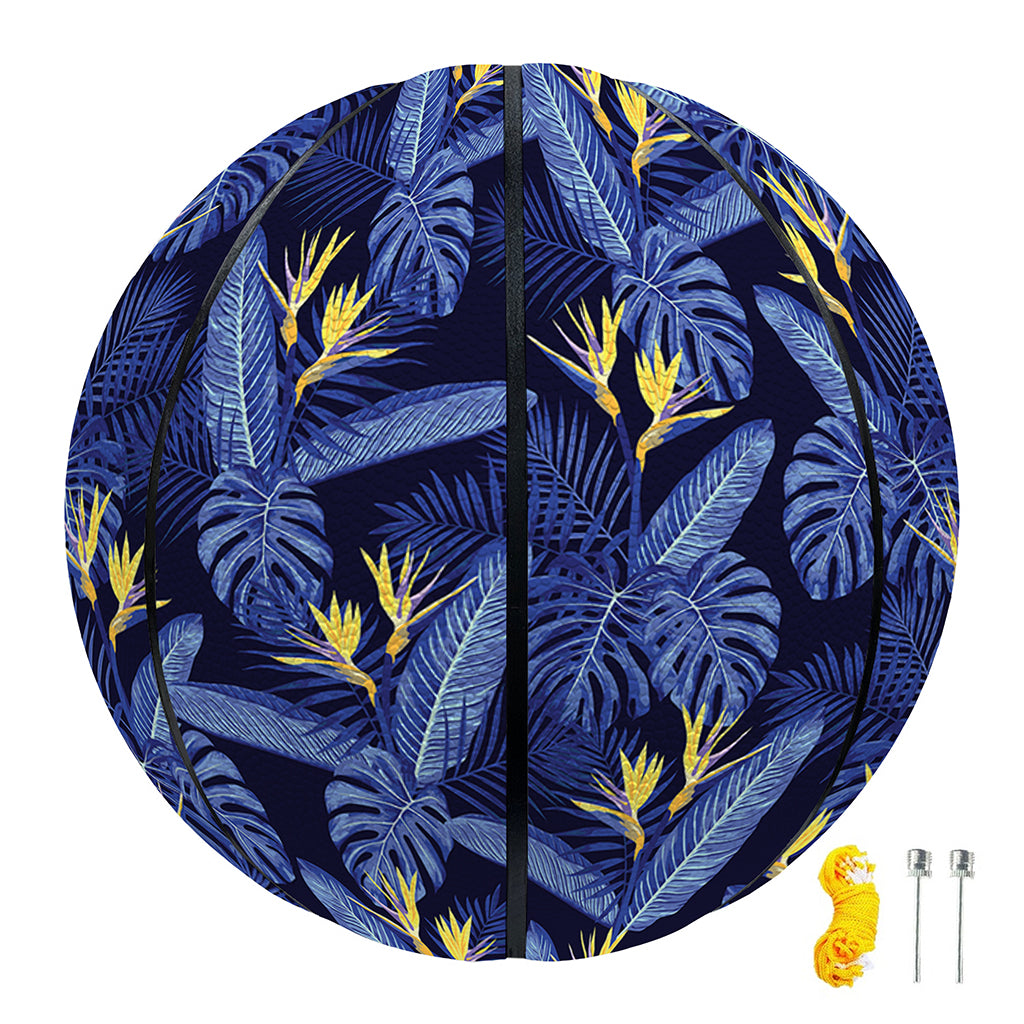 Blue Hawaiian Tropical Pattern Print Basketball
