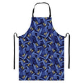 Blue Hawaiian Tropical Pattern Print Bib Apron With Pocket